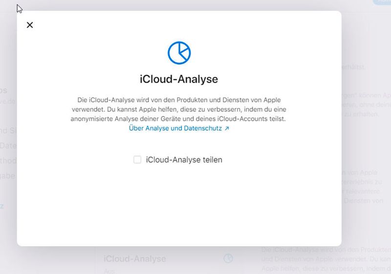 Anpassen der iCloud-Analyse für eine Apple-ID. (Joos)