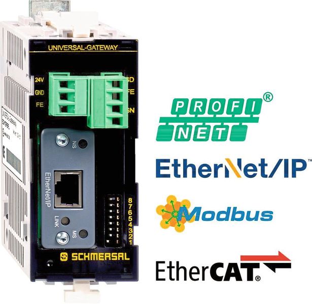 Zur Auswertung der seriellen Diagnoseleitung kann das SD-Universal-Gateway eingesetzt werden, das für unterschiedliche Steuerungssysteme mit ihren herstellerspezifischen Feldbussen verwendbar ist. (Schmersal )