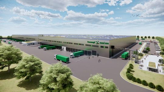 Noch nur ein Rendering: Mit seinen neuen Logistikzentrum in Nörvenich will Fressnapf das Zusammenleben von Mensch und Tier noch einfacher, besser und glücklicher machen.(Bild:  Fressnapf)