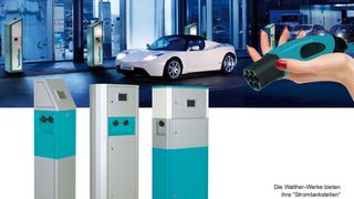 Walther bietet Design-Ladesäulen wahlweise auch mit „Satellitensystem“ an. (Archiv: Vogel Business Media)