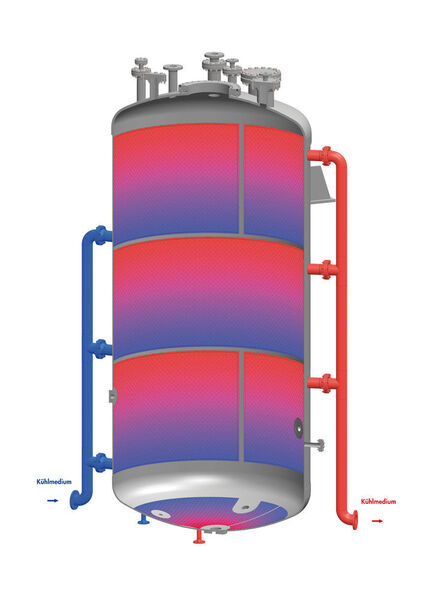 Der WTP-Innenmantel lässt sich durch die Aufweitung und optimale Flüssigkeitseinleitung so gestalten, dass beim Kühlwasser ein hoher Wärmeübergangskoeffizient und bei großen  Durchflussmengen ein geringer Druckverlust entsteht. (Lob)