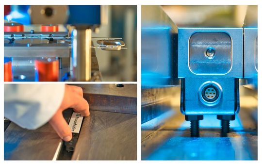 Smart Notch—robust and highly precise, smartNOTCH measures the smallest elastic deformations of the T-slots of a press during operation. This allows processes to be monitored and errors to be detected.(Image: Fraunhofer IWU)