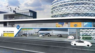 Aral hat eine Vision der Großstadttankstelle für das Jahr 2040 vorgestellt. Auch in 20 Jahren wird es noch einen breiten Antriebs- und Kraftstoffmix geben, wenn es nach dem Mineralölkonzern geht. (Aral)