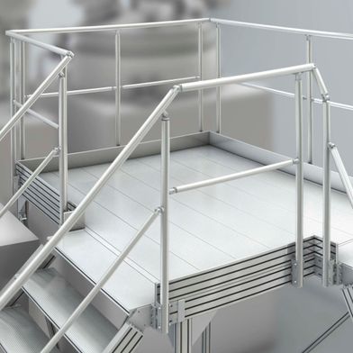 Modular constructions enable flexible modification. That applies to larger structures such as stairways and platforms, too. And that means aerospace and defence companies can reconfigure their maintenance platforms fast  (item)