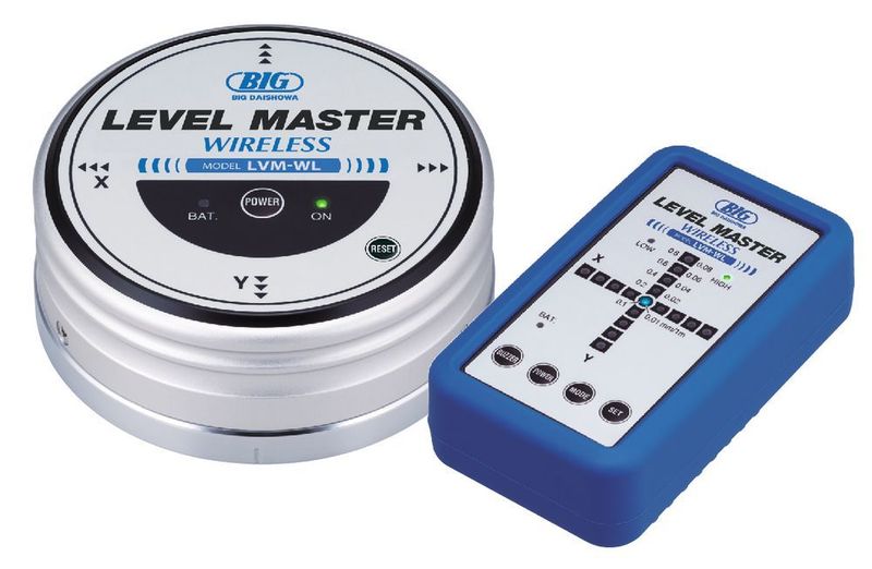 Level Master WL ist die neue Version des 2-Achs-Nivellierungsinstrumentes von Big Kaiser mit Wireless-Konnektivität, welches die akkurate Nivellierung des Maschinentischs vereinfacht, indem es die Werkzeugdaten an ein Anzeigegerät übermittelt.  (Big Kaiser)