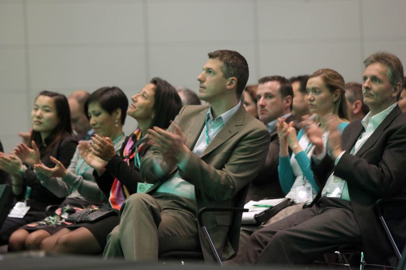 Applaus gab es nach den Keynotes am Dienstag. (Sage)