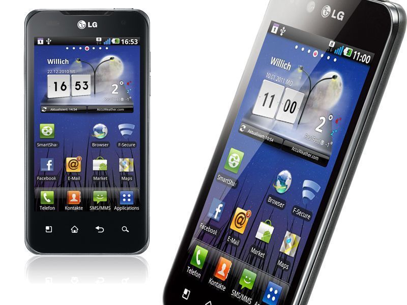Der Touchscreen der Smartphones P970 Optimus Black und P990 Optimus Speed hat vier Zoll Größe. (Archiv: Vogel Business Media)
