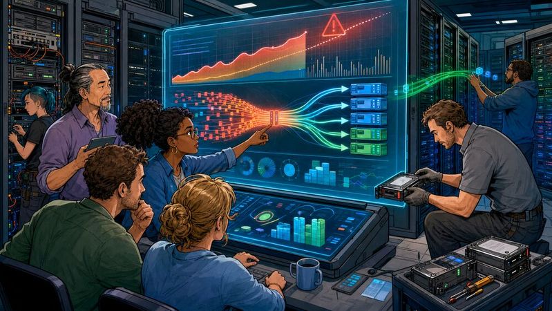 Mit Hilfe prädiktiver Speicheranalyse sollen Ausfälle und Engpässe beim Storage vermieden werden.(Bild:  KI-generiert)