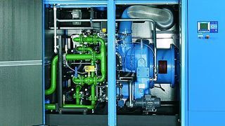Ölfreier Schraubenkompressor mit Wärmerückgewinnung, die den Wirkungsgrad erhöht und zu mehr Energieeffizienz in Fertigungswerken führt. Bild: Boge (Archiv: Vogel Business Media)