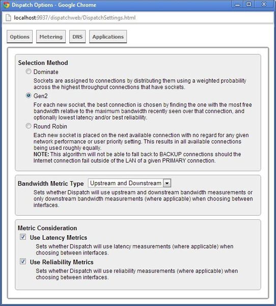 Dispatch verteilt Netzanfragen wahlweise reihum oder abhängig von Zuverlässigkeit, Bandbreite und Latenz. (Abb. 2) (Bild: Eigener Screenshot)