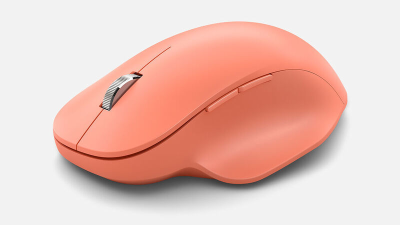Die Bluetooth Ergonomic Mouse für 60 Euro (UVP) kommt in den Farben Monza Grau, Pfirsich, Pastellblau und Schwarz auf den Markt. (Microsoft)