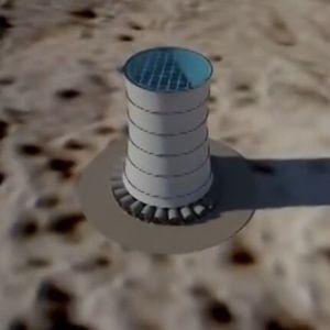 Der Turm einer geplanten Fallwindanlage in einer Illustration.