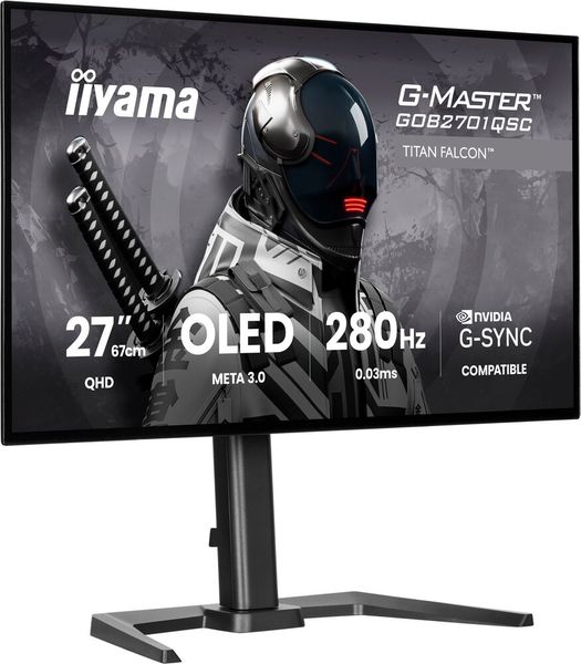 Das 27-Zoll-OLED-Panel im Titan Falcon stellt 2.560 × 1.440 Pixel dar und schafft eine Bildwiederholrate von bis zu 280 Hz. Die Reaktionszeit ist mit 0,03 ms OLED-typisch extrem schnell. (Bild: uppix)