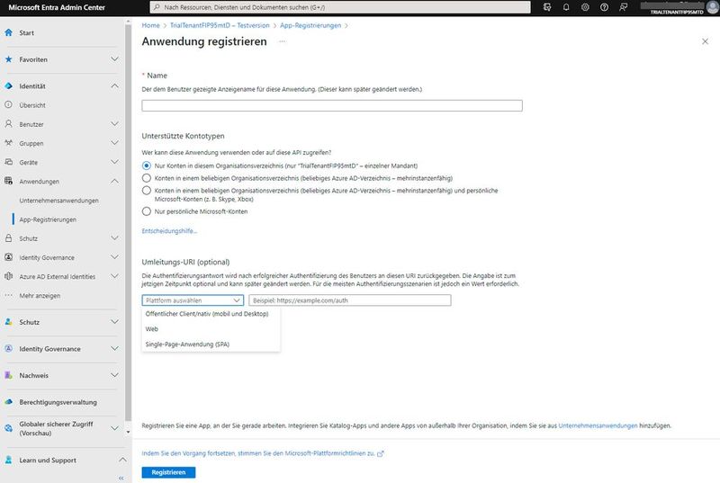 Registrieren eigener Anwendungen und Webseiten, um die Authentifizierung über Entra External ID von Microsoft abzuwickeln.