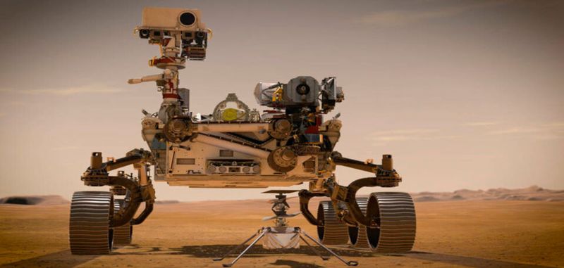 Voraussichtlich im Februar 2021 sollen der NASA-Rover Perseverance und die Drohne Ingenuity die Mars-Oberfläche erkunden.(Bild:  NASA/JPL-Caltech)