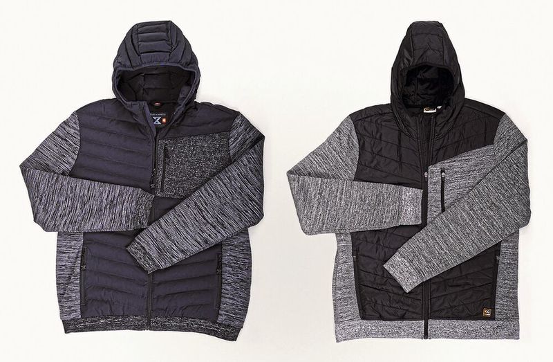 Links die originale Hybrid-Kapuzenstrickjacke „e.s.motion ten“ der engelbert strauss GmbH & Co. KG, rechts das Plagiat der Aldi Süd Dienstleistungs-GmbH & Co. oHG. Design, Konzept und Materialmix der Funktionsjacke wurden nahezu eins zu eins übernommen: Ein elastischer Melange-Strick an Ärmeln und den Seiten für Beweglichkeit - wattierte, wärmende Steppzonen an Kapuze und im Rumpfbereich - die prägnante linke Brusttasche aus Strick mit vertikalem Reisverschluss und vieles mehr. Das Original genießt (nicht eingetragenen) EU-weiten Designschutz. Aldi Süd sieht laut Aktion Plagiarius keine Design-Verletzung, wollte aber mit engelbert strauss sprechen (bis dato nicht passiert). Der niedrige Preis spiegele sich in der Qualität wider. (Aktion Plagiarius e.V.)