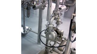 Their ability to automatically achieve a deadhead condition through the simple adjustment of air pressure without the creation of additional heat or product shear has been a driving force in making AODD pumps a mainstream choice for many food-manufacturing processes. (Picture: Wilden)