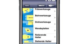 Mobile Werkzeugdaten via TDM-App: Mit dem Smartphone lassen sich Werkzeugdaten und Schnittwerte überall einsehen, ganz ohne PC und TDM-Arbeitsplatz. Bild: TDM (Archiv: Vogel Business Media)