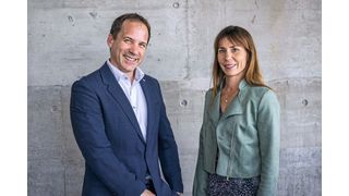 Vincent Revol (CSEM) und Sarah Hauser (HSLU) lancieren eine gemeinsame Professur für «Collective Human Robot Intelligence». (Bild: CSEM/Arnet)