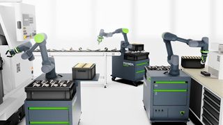 Das sind Cobots des Typs „Yu“ von Voraus Robotik. Damit diese smarten Helfer noch mehr Vorteile bieten, konzentriert sich das Unternehmen jetzt eher auf die passende Software. Dafür baut Agile Robots diese Cobots in ein paar Monaten in Kaufbeuren. Hier mehr dazu ... (Bild: Voraus Robotik / Agile Robots)