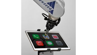 Das „Force-Feedback-Modul“ ist ein künstlicher Finger, der die haptische Rückmeldung von Touchpanels messen kann. (Battenberg)