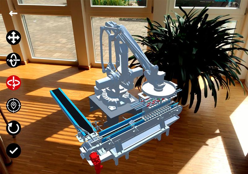 Die kostenlose Version des I4 Augmented Review bietet die Möglichkeit, eigene 3D-Modelle in den Dateiformaten FBX oder OBJ in der AR zu betrachten. Größere 3D-Modelle können dann mit der PRO-Version verwendet werden.  (CAD Schroer)