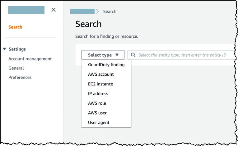 Im Search-Menu von Amazon Detective wählt der Anwender den Ressourcen-Typ und seine ID und kann dann die entstandenen graphischen Diagramme durchsehen. (Bild: AWS)