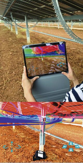 (Bild 3: Cradle CFD: Digital Twin-Strömungsvorhersage im Archidona-Solarpark von Hexagon in Xalt Augmented Reality iPad-Viewer. Bild: Hexagon)