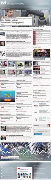 Die Webseite maschinenmarkt.de zeigt schon auf der Startseite die wichtigsten Nachrichten, Fokusthemen und einen direkten Link zum neuen MM-Index. (www.maschinenmarkt.de)