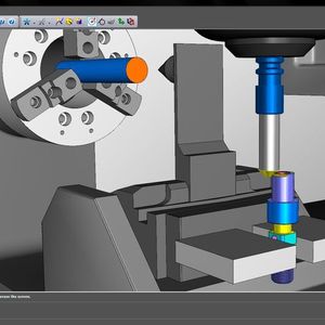 Erweiterte Komplettbearbeitung auf der Drehfräsmaschine: Nach dem Abstechen mit dem Fräser und anschließendem Schwenken des Teilegreifers kann ohne Gegenspindel die Rückseite des Werkstücks bearbeitet werden.