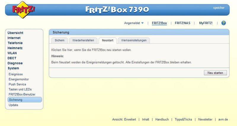 Abbildung 1: Durch einen Neustart des WLAN-Access-Points lassen sich viele Probleme mit WLAN-Verbindungen beheben. (Bild: Joos)