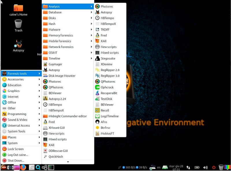 Analyse-Tools in CAINE. (Bild: Theme 