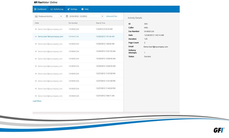 Das Aktivitätsprotokoll bietet eine umfassende Übersicht der ein- und ausgehenden Faxe einschließlich Faxnummer, Datum und Uhrzeit. (Bild: GFI Software)