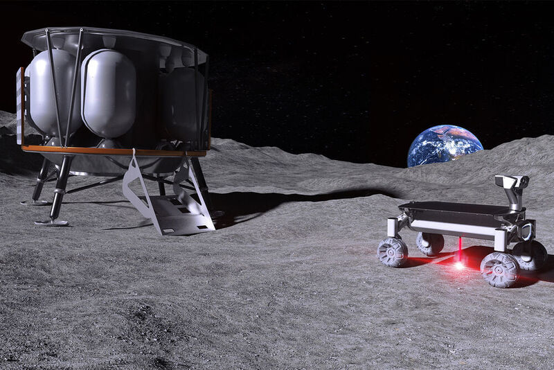 Der Vision ein Stück näher: Moonrise-Technologie im Einsatz auf dem Mond – mit angeschaltetem Laser beim Aufschmelzen von Mondstaub.  (LZH)