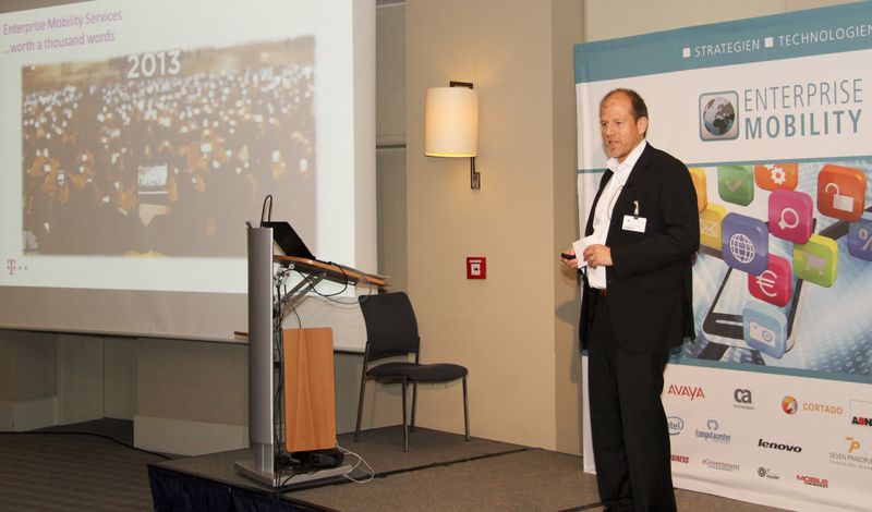 Auch die Deutsche Telekom AG schaffte es in den Kreis der Nominierten. Claus Hessberger präsentierte die »Enterprise Mobility Services – uneingeschränkte Kommunikation und sicherer Austausch von Daten weltweit.« ()