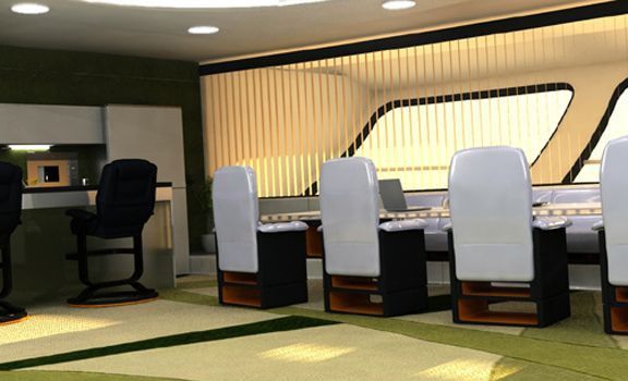 Computergrafik: So könnte das Innere der Pelican als Reiseluftschiff aussehen ( Aeros Worldwide)