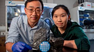 Image 1: From left: MatSE Professor Qing Cao with doctoral student and lead author Fufei An. (Image:Heather Coit/Grainger Engineering)