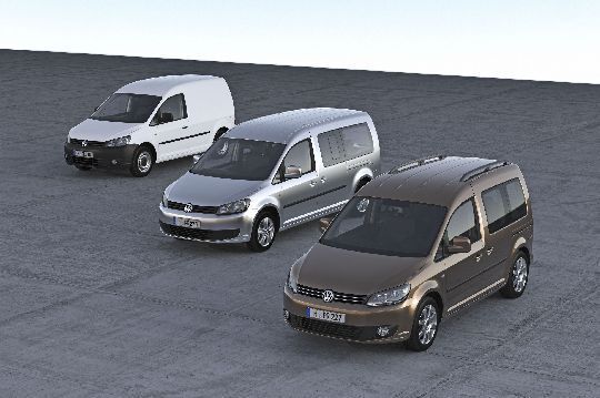 VW Caddy: Stadtlieferwagen und Kompaktvan. 2010 kommt er mit sechs neuen TDI- und TSI-Motoren, einem komplett neu gegliederten Ausstattungsprogramm, neuem Frontdesign, einem aufgewerteten Innenraum sowie nochmals gesenkte Unterhaltskosten. (Archiv: Vogel Business Media)