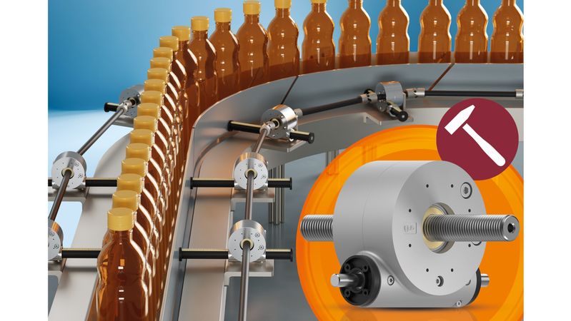 Speziell für raue Bedingungen, beispielsweise in der Gassenverstellung für Getränke, hat Igus das wartungsfreie Apiro HD-Spindelhubgetriebe mit einem robusten Außengehäuse entwickelt. (Bild:  Igus SE & Co. KG)