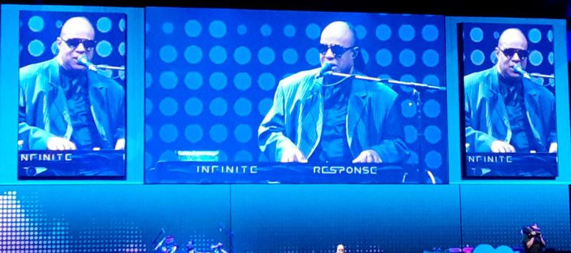 Stevie Wonder leitete die Haupt-Keynote von Salesforce ein. ( © Michael Matzer)