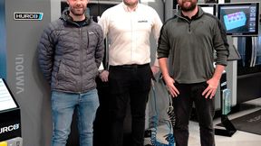 North Axis directors Andy Battensby (left) and Dale Robson (right) with Jack Brown (centre), Hurco Europe’s Sales Engineer for the North East of England. They are pictured at Hurco’s open house last December with the 5-axis VM10Ui machining centre the subcontractor has purchased. (Source: Hurco)