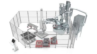 Neben dem Easy Shotblast zeigt Teqram den Schleifroboter Easy Grinder und den Easy Flipper zum Wenden schwerer Teile oder Platten. (Bild: Teqram)