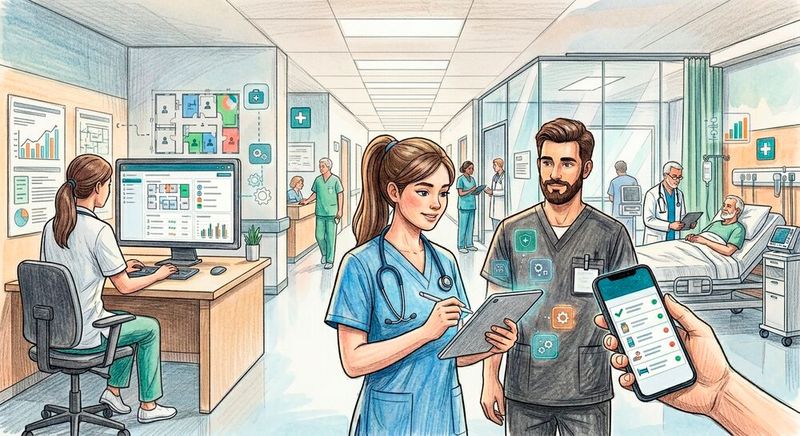 Ist No Code im Klinikalltag im Einsatz, werden die Daten direkt am Ort der Entstehung erfasst. (Bild:  Gemini / KI-generiert)