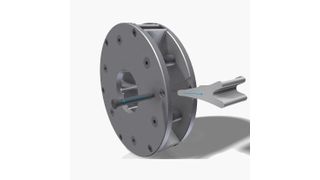 Die Wurfschaufeln können einfach und schnell nach dem Entfernen der Abdeckung gewechselt werden. Jan Reinmann, Leiter der Entwicklungsabteilung bei Rösler: «Da die darstellbaren Vorteile dieser Turbine, im Vergleich zu Turbinen mit geraden Wurfschaufeln, immens sind, wird es in naher Zukunft auch eine Turbine in dieser Ausführung mit 300 Millimeter Durchmesser geben.» (Bild: Rösler)