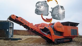 Rockster Duplex-System – Einsatz von Prall- und Backenbrechereinheit auf nur einer Anlage (Bild: Kormann Rockster Recycler)