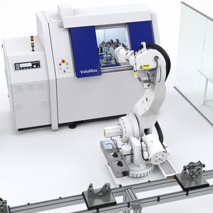 Vollautomatische 3D-Werkstückprüfung: Die Inline-Computertomographie sorgt durch automatische Roboterbestückung für die optimale Einbindung in Fertigungslinien.
