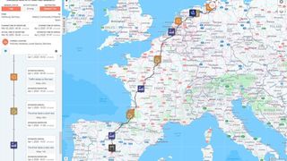 Mit dem On-Time-Navigator kann man nachvollziehen, wo sich Fahrzeuge gerade befinden und ob sie pünktlich ankommen. (Synfioo)