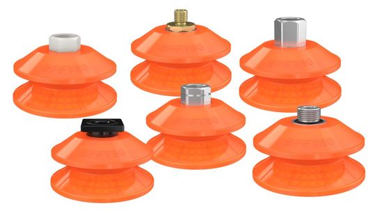 Die neuen flachen Friction Balgsaugnäpfe BFFT80P-2 von Piab.(Bild:  Piab)