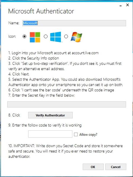 Über die Auswahloption „Microsoft“ lässt sich auch das Microsoft-Konto mit WinAuth absichern. Es gibt zwar auch interne Mechanismen für die Mehrwege-Authentifizierung, Microsoft unterstützt aber auch WinAuth. (Bild: Thomas Joos)