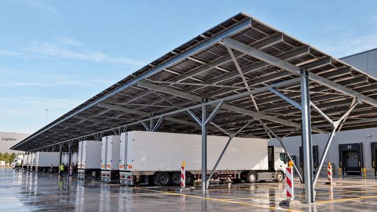 Eine Solarcarport-Anlage mit rund 50 Stellplätzen kann je nach Auslegung etwa 900 Kilowatt Peak Photovoltaikleistung erreichen.(Bild:  Pillar)